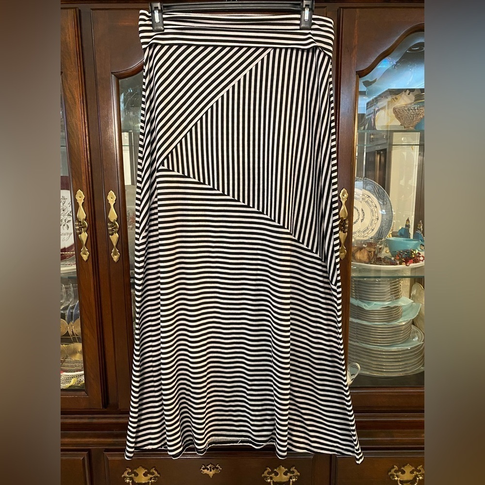 New Directions Maxi Skirt/Strapless Dress Blue White stripes Unique design Sz L